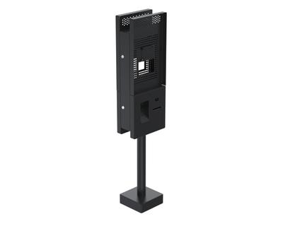 Ergonomic Solutions SpacePole Kiosk Dual sided Sunmi QSR kiosk w/ scanner