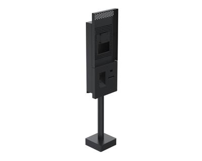 Ergonomic Solutions SpacePole Kiosk Single sided Sunmi QSR kiosk w/ scanner