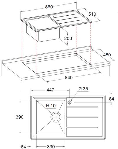 Hotpoint SK8610W1 (X) HA kitchen sink Stainless steel