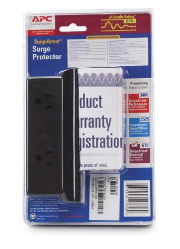 APC Essential SurgeArrest, 4 outlet, wall mount Black 4 AC outlet(s) 120 V