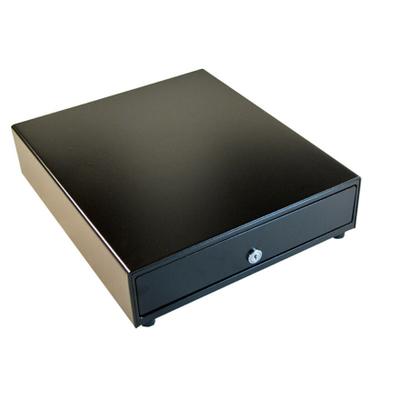 apg Solutions Standard-Duty Point of Sale Cash Drawer | Vasario Series VP320-BL1416-542 - 4 Bill - 5 Coin - Stainless Steel, Plastic - Black - 4" Height x 13.8" Width x 16.3" Depth